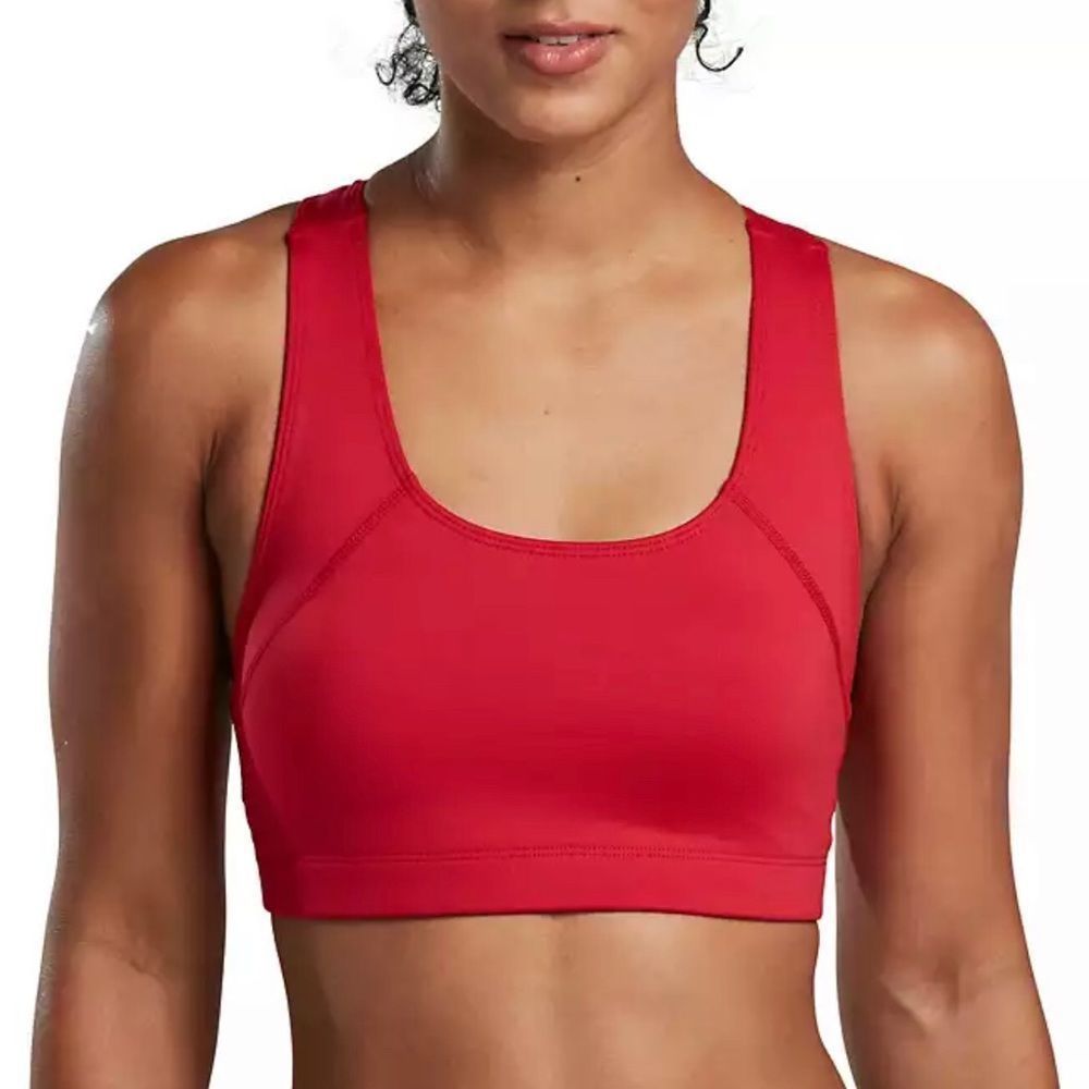 BCG Women’s Studio Poly Medium Support Sports Bra, Red
